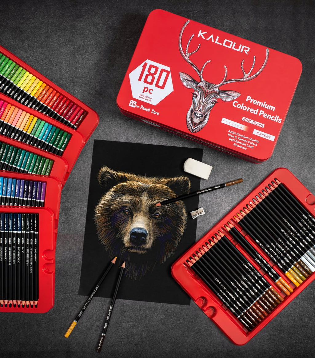 Kredki Kalour Soft 180 kolorów — czerwone