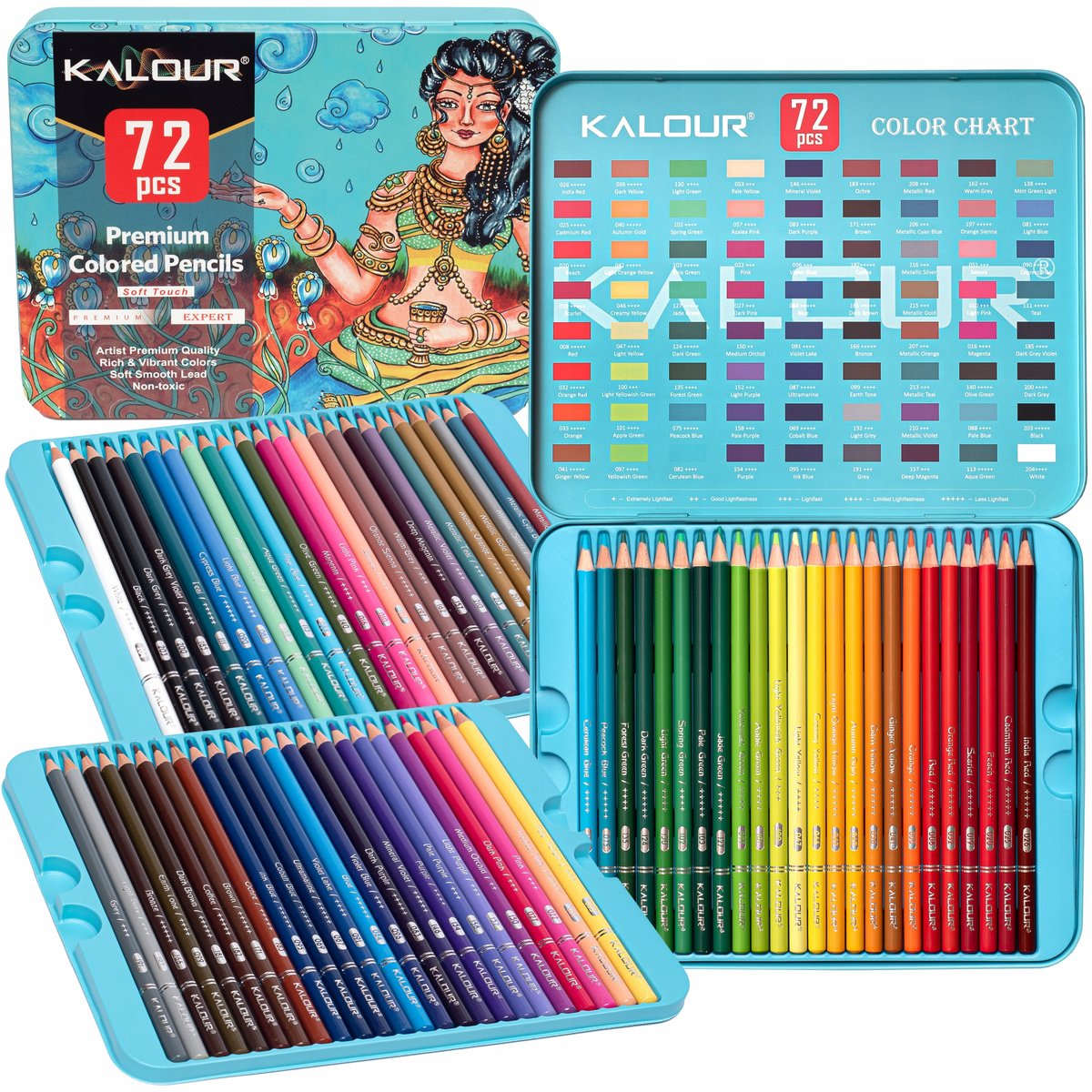 Kredki Kalour Soft Touch 72 — metalowa puszka
