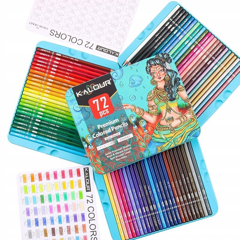 Kredki Kalour Soft Touch 72 — metalowa puszka