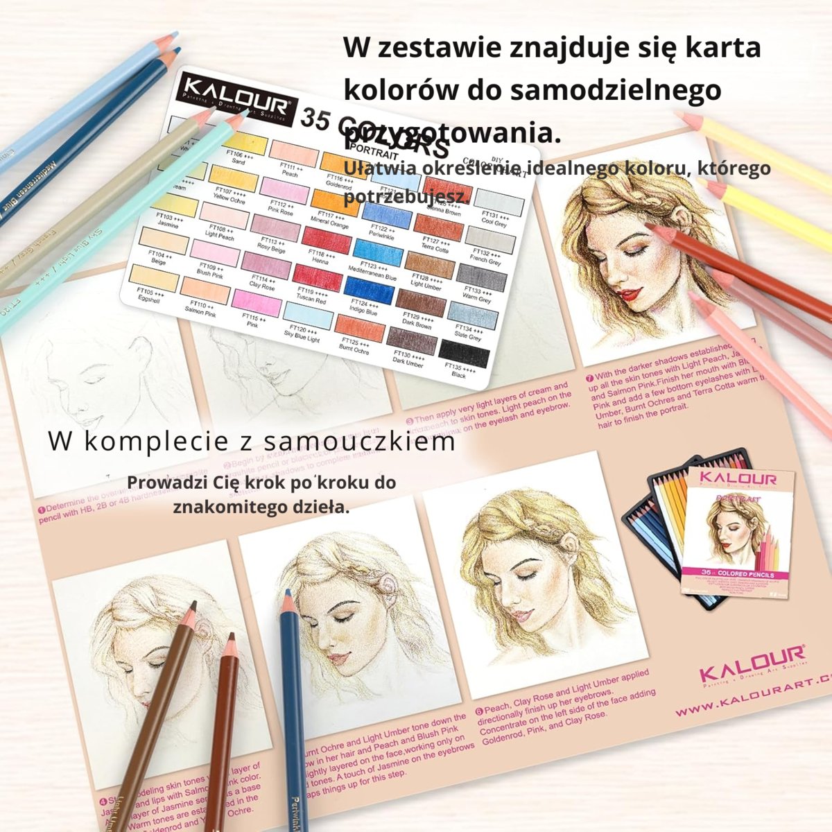 Kredki portretowe Kalour 36 kolorów (Skin Tone)
