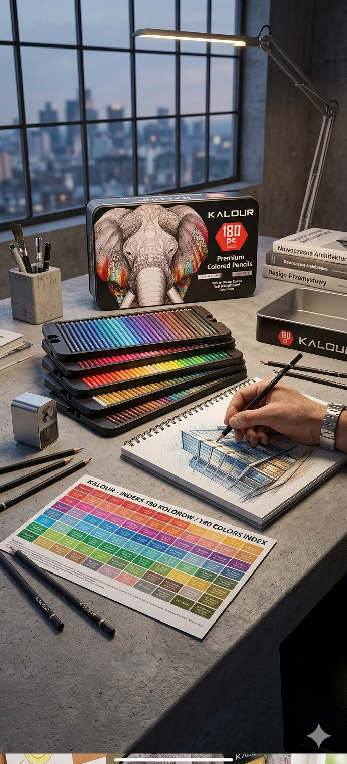 Kredki Kalour Premium Expert 180 kolorów — czarne
