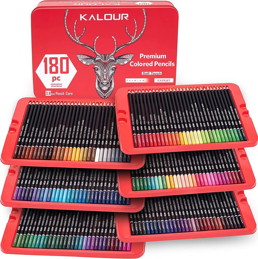 Kredki Kalour Soft 180 kolorów — czerwone