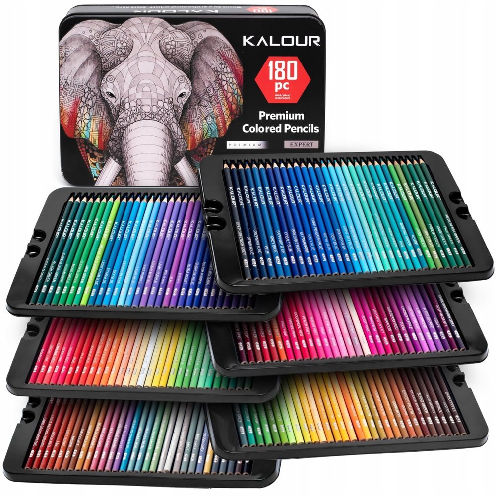 Kredki Kalour Premium Expert 180 kolorów — czarne