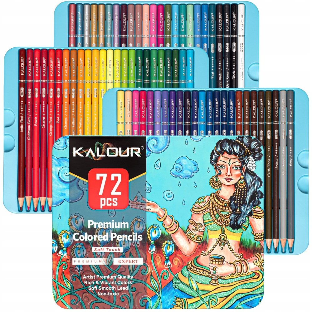 Kredki Kalour Soft Touch 72 — metalowa puszka