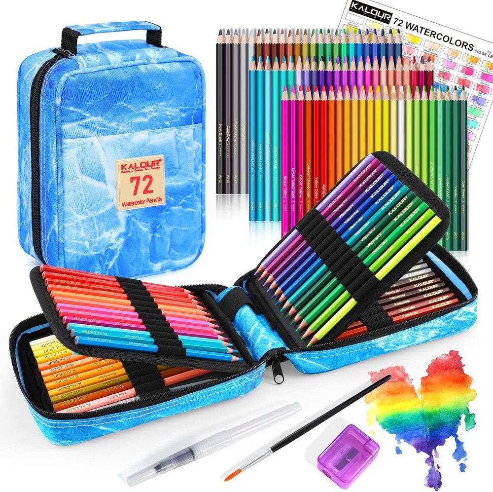 Kredki akwarelowe Kalour 72 + akcesoria (etui)